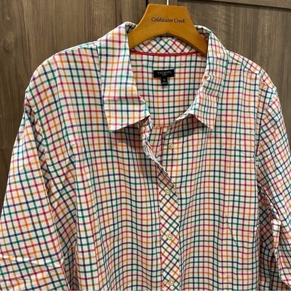 Talbots Woman 3X classic cotton shirt plus size Check pattern - Picture 4 of 11